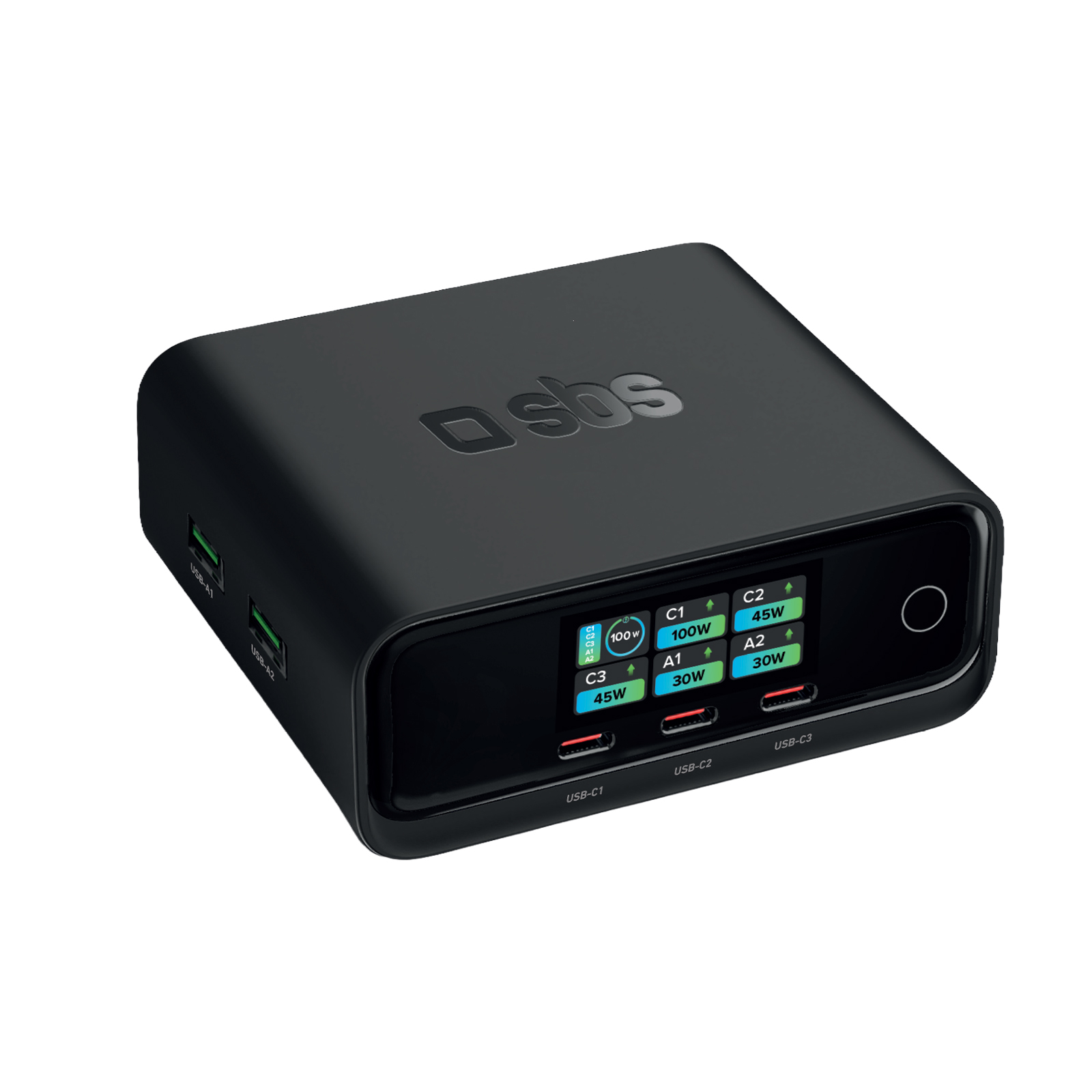 SBS-Nab.st 3xUSB-C,2xUSB-A,GaN,100 W,čie