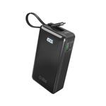 SBS - Powerbank 10000 mAh 20 W, Power Delivery, LCD, s integrovaným káblom, 2x USB-C/USB-A, čierna