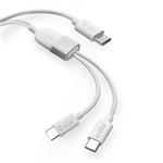 SBS - Rozdeľovací kábel 3x USB-C, 60 W, 1,5 m, biela
