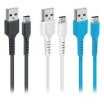 SBS - Sada troch káblov USB-C/USB-A 18 W, 1,2 m, čierna/biela/modrá
