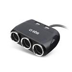 
SBS-Split charging car adapter 3x cigarette lighter socket/2x USB-A 12 W, black
