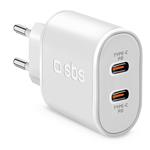 SBS-Travel adapter 2x USB-C Power Delivery, 20 W, white