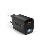 
SBS-Travel adapter LCD USB-C, GaN, 45 W, PD, black
