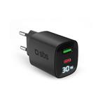 
SBS-Travel adapter LCD USB-C/USB-A, GaN, 30 W, PD, black
