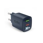 
SBS-Travel adapter LCD USB-C/USB-A, GaN, 30 W, PD, blue
