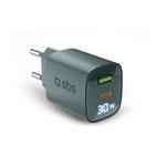
SBS-Travel adapter LCD USB-C/USB-A, GaN, 30 W, PD, light blue
