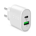 
SBS-Travel adapter USB-C PD 20 W/USB-A AFC 18 W, white
