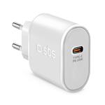 SBS - Travel charger 1x USB-C, PD 20 W, white