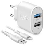 
SBS-Travel charging set, Ultra Fast Charge, 2x USB-A/Lightning MFI C-89 cable, white
