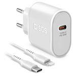 SBS-Ultra Fast Charge Travel Charging Kit, USB-C PD 20 W/Lightning, white