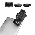 SBS-Universal set of lenses for smartphones (Fish eye, Macro, Wide Angle), black