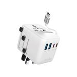 
SBS-Universal travel adapter EU/UK/US/ASIA, 2x USB-A/3x USB-C, integrated cable, white

