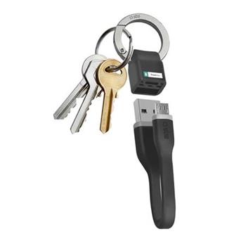 SBS-USB-A/Micro USB cable, 5 W, with keyring function, 12 cm, black