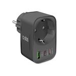 
SBS-Víceportový cestovní adaptér 2x USB-C/USB-A/Schuko, PD 30 W, černá
