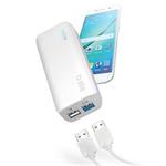 SBS - Záložný zdroj - PowerBank s rýchlym nabíjaním 5200 mAh 2xUSB, 2,1 A, biela