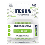 Tesla - Set batérií AAA Green+ dobíjateľné (HR03/Blister foil) 4 ks, zelená